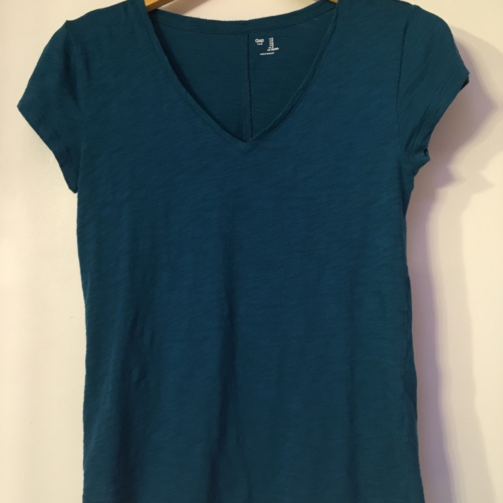 Blue V-neck T-shirt